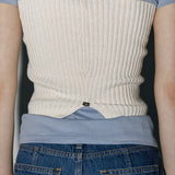 Slim label half tee Skyblue