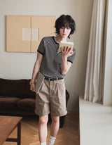 Holden Stripe Ribbed Henley Neck Ringer Short Sleeve Tee
