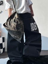 ナンバリングインディゴローステッチワイドバルーンタトゥープリントデニムロングパンツ 🩵🖤 - 2 カラーズ