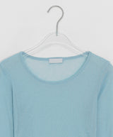 リカロカラーシースルーラウンドロングスリーブTシャツ
