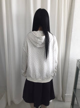 button flower hood zip-up