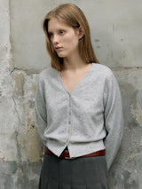 V NECK BOKASHI CARDIGAN LIGHT GRAY