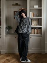 Things Waffle Boxy Hooded Long Sleeve T-shirt