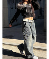 [Unisex] Dyeing denim cargo pants(2color)