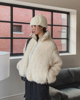 Light Boucle String Fur Jacket
