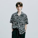 coconut hawaiian paisley half shirt black