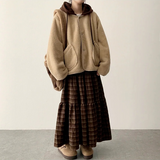 Ronnie checkered frill long skirt