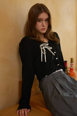 LUCID RIBBON CARDIGAN / BLACK