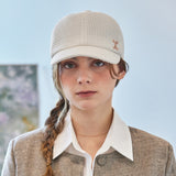VA Curved Stud Tweed Ball Cap / White