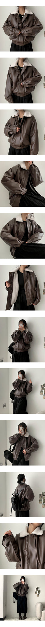 Evil Aubang Wool Collar Leather Jumper