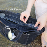 Washed Denim Crossbody Tote Bag