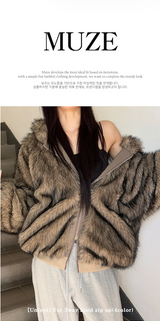 [Unisex] Fur 2way hood zip up(4color)