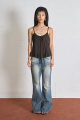 Ruffle Ribbon Sleeveless (Brown)
