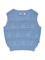 RIBBON CROCHET CROP KNIT VEST [SKY]