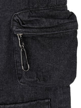 BBD Sprayed Logo Multi-Pocket Denim Cargo Pants (Black)
