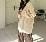 (UNISEX) シュガーパウダーオーバーサイズ5ボタンアンゴラカーディガン - NEW 2 COLOR