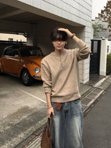 クリームソフトウールヘンリーニット