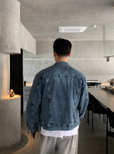 Biwon Washed Biker Denim Jacket