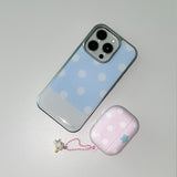 [MADE] [+MagSafe] BERRY DOT PHONE CASE BLUE (glass silver bumper)