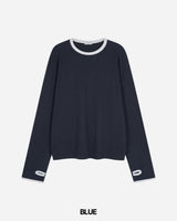 Grid Crop Waffle Ringer Tee