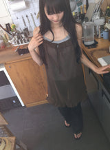 Zelda Dot Frill See-through Sleeveless Layered One Piece
