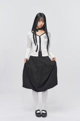 Logo Muffler V-neck Top White