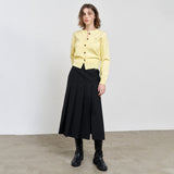 WOMAN ロゴ入りラウンドネック長袖カーディガン  [LEMON]