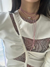 [Hand made/925silver] Long string bean necklace (2color)