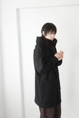relaxed hood wool coat