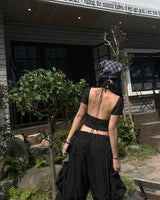 [UNISEX] チェック柄リネンスクエアスカーフ