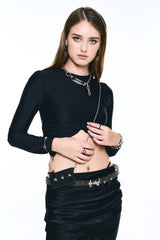 NO.623 [KHAKI] SPIKY BUCKLE LEATHER BELT