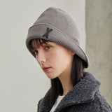 VA Patch Wide Brim Knit Bucket Hat / Gray