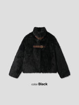 Rachel Two-Belt Detail Short Length Fur Jacket (Lining Quilted)