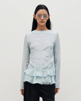 Glossy Frill Top _ SKY BLUE