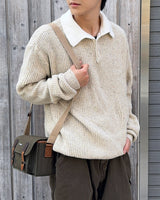 Popping collar knit (Gray)