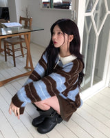 リッツカラーマッチングカラーストライプブラッシュニット