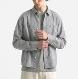 Crop Check Long Sleeve Shirt Cool Gray