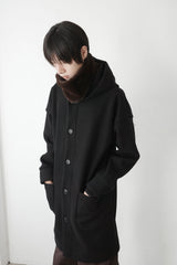 relaxed hood wool coat