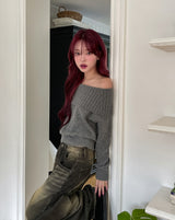 [wool43%] デイズフォールドオフショルダーニット