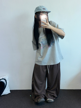 2SIZE🩶 SOFTY SIDE PINTUCK WIDE LONG PANTS 🩶🧇🖤🤍5COLOR