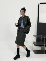 Gross cut washed leather jacket