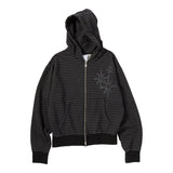 Untitled スターリーナイトスモールストライプフードジップアップ BLack Chacoal