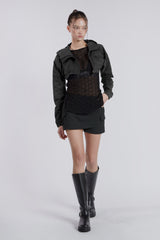 MINI POCKET UNBALANCE SKIRT(CHARCOAL)