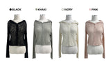  Breeze Layer See-through Button Hood Long Sleeve Knit Cardigan (4 colors)