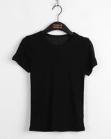 Quadi see-through wool tencel layered short sleeve t-shirt