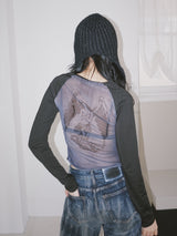 Back see-through angel long-sleeved t-shirt