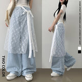 Koshin Strap See-through Lace Layered Wrap Skirt