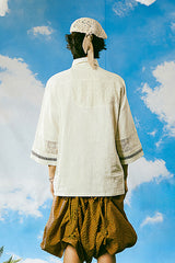 Lace Coloring Linen Shirt Ivory