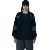 CONTRAST DETAILED SWEAT SHIRT [BLACK]