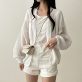 Amit Bolero Loose Fit Puff Knit Cardigan 